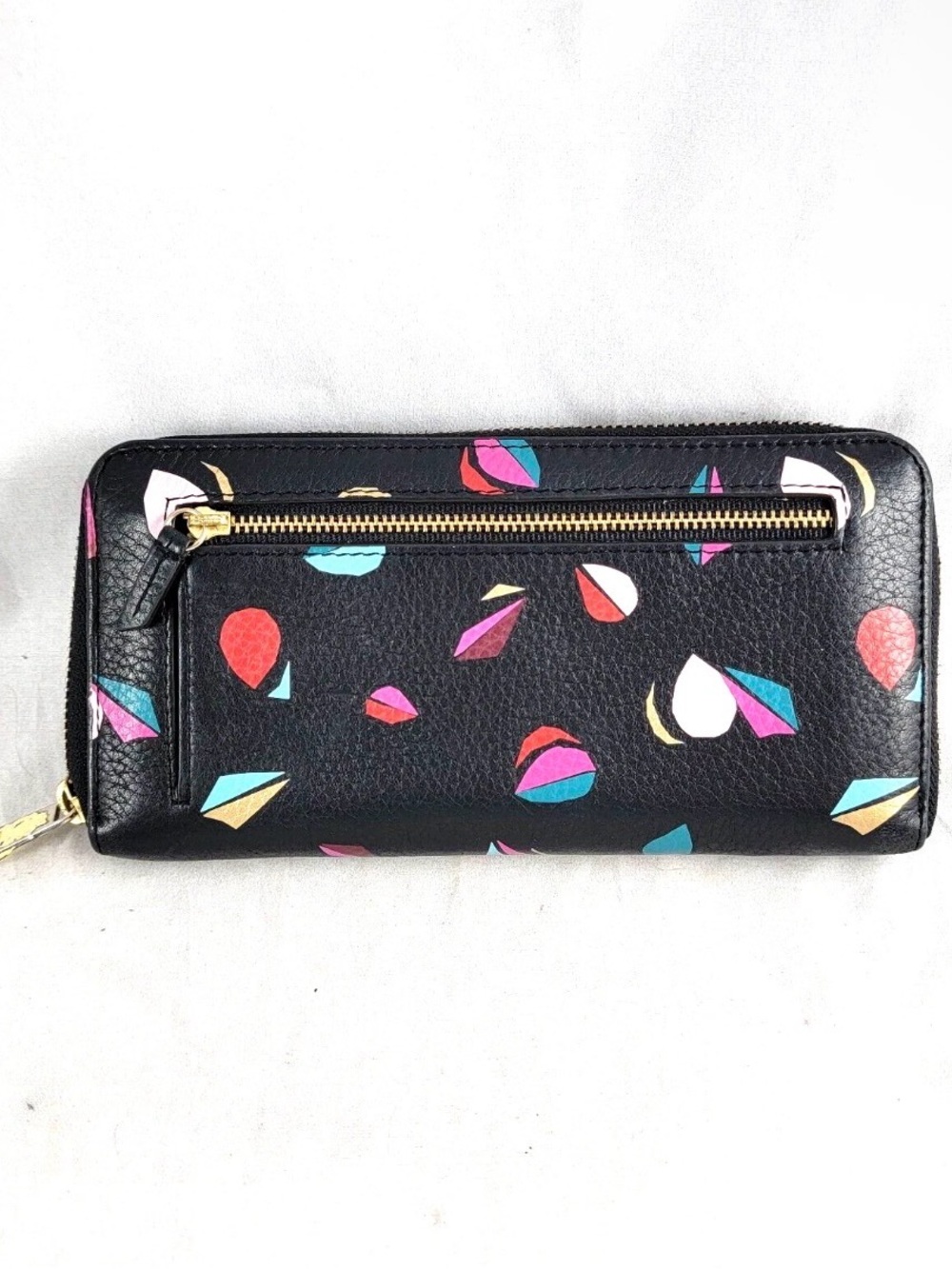 Fossil Sydney Zip Clutch Leather Wallet "Black Multi" color pattern SL6770016